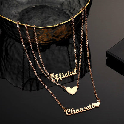 Custom Personalized Name Necklace Stainless Steel Multilayer Name with Crown Necklaces