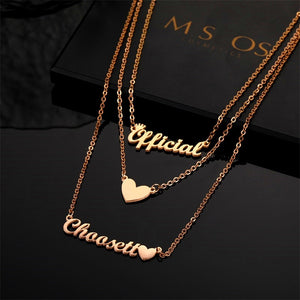 Custom Personalized Name Necklace Stainless Steel Multilayer Name with Crown Necklaces