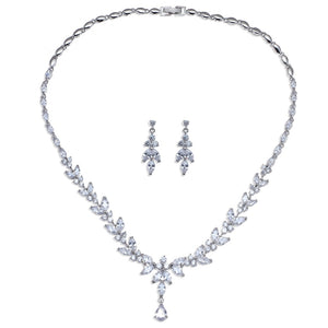 Cubic Zircon Stud Earrings & Necklace Gift