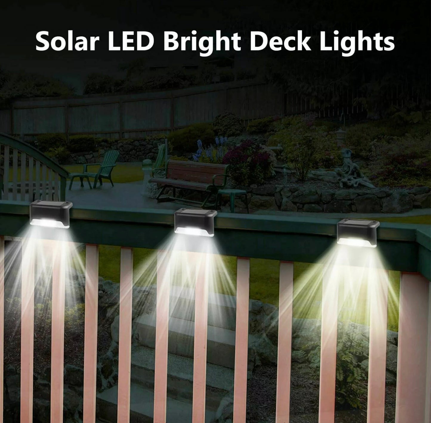 4X Solar LED Deck Bright Light Outdoor Garden Path lighting