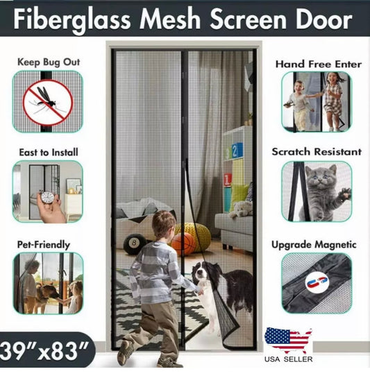 Magnetic Mesh screen door self sealing