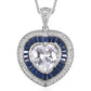 Heart Pendant Necklace White Blue Cubic Zirconia CZ Gift for Women Size 20" Ct 9