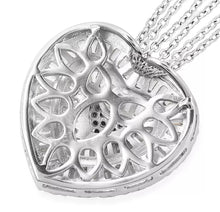 Load image into Gallery viewer, White Cubic Zirconia CZ Triple Strand Valentine Heart Chain Pendant Necklace 20&quot;