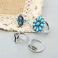 9-Piece Ring Set, Turquoise, Cactus, Bohemian Boho Hippie Style Beach Jewelry