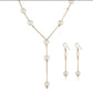 Elegant Pearl Necklace Earrings Bracelet Set