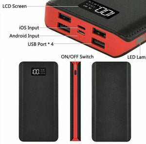 20kmAh Power Bank 4USB Portable External Battery Backup Charger