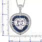 Heart Pendant Necklace White Blue Cubic Zirconia CZ Gift for Women Size 20" Ct 9