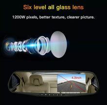 Load image into Gallery viewer, 4.3 inch HD 1080p Car Dash Cam Front Rear Mirror DVR Recorder