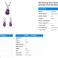 925 Sterling Silver Amethyst Drop Dangle Earrings Chain Necklace Pendant Set 20"