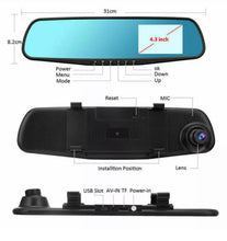 Load image into Gallery viewer, 4.3 inch HD 1080p Car Dash Cam Front Rear Mirror DVR Recorder