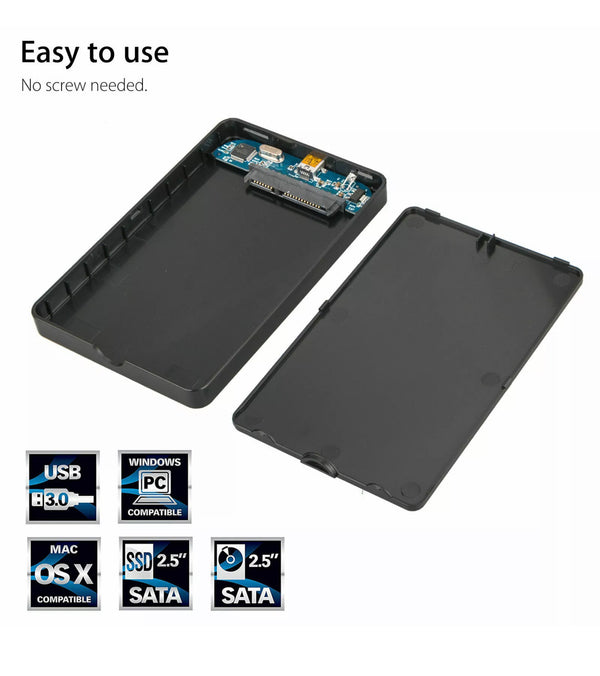 External Portable Hard Disk CASE USB 3.0 2TB SATA SSD Desktop Mobile