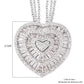White Cubic Zirconia CZ Triple Strand Valentine Heart Chain Pendant Necklace 20"