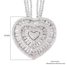 Load image into Gallery viewer, White Cubic Zirconia CZ Triple Strand Valentine Heart Chain Pendant Necklace 20&quot;