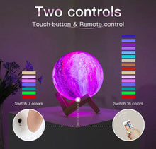 Load image into Gallery viewer, 3D Moon Lamp Touch Moonlight USB LED 16 Color