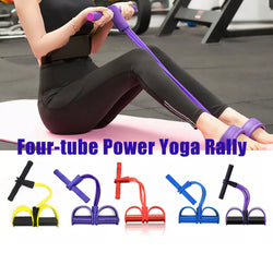 Foot Pedal Pull Rope Resistance 4-Tube Home Fitness Yoga Gym Sit-up