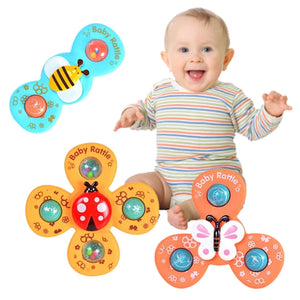 3x Suction Cup Spinner Toys Spinning Top Baby Bath Toys