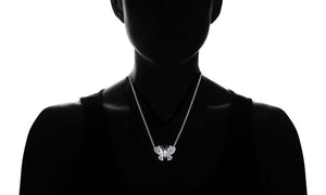 18K White Gold Plated Adjustable Crystal Butterfly Necklace
