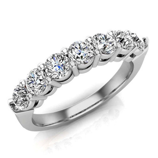 Sterling Silver 925 Plated Women's CZ Round Wedding Band Ring