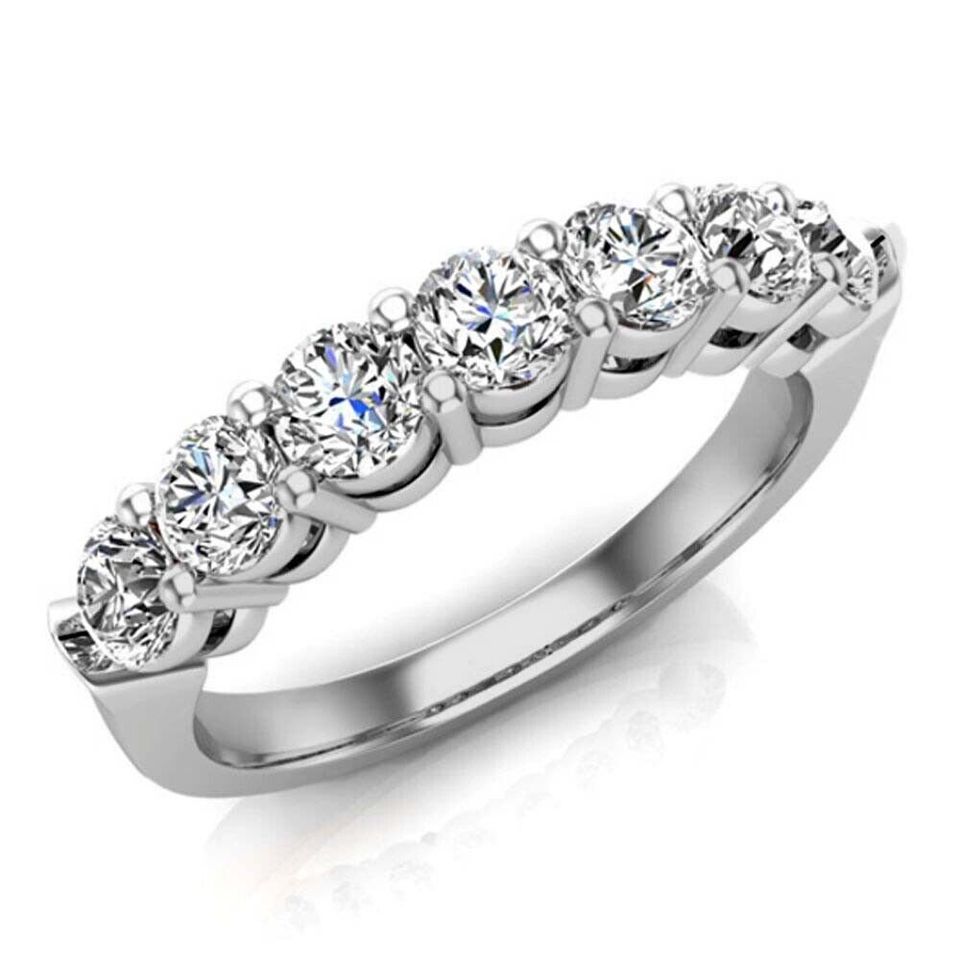 Sterling Silver Plated Women's CZ Round Wedding Band Ring