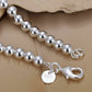 Womens 925 Sterling Silver Love Cuff Bead Ball Open Bangle Charm Bracelet