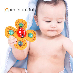 3x Suction Cup Spinner Toys Spinning Top Baby Bath Toys