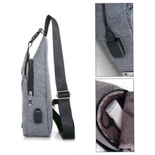 Load image into Gallery viewer, Mens Sling Chest Pack Nylon Shoulder Bag USB Charging Sports Crossbody Handbag