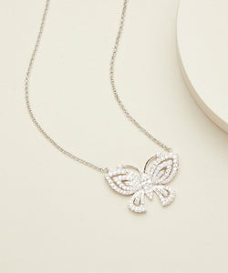 Swarovski 18K White Gold Plated Adjustable Crystal Butterfly Necklace