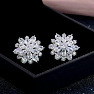 Gorgeous Stud Earrings Women Silver Wedding Jewelry Cubic Zircon A Pair/set