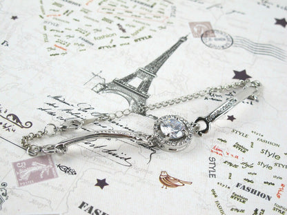 NEW 18k White Gold Plated Crystal Earrings Necklace Bracelet Jewelry Set