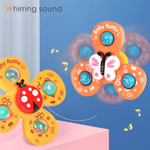 3x Suction Cup Spinner Toys Spinning Top Baby Bath Toys