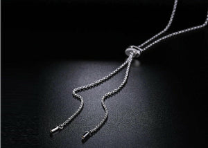 18K White Gold Plated Adjustable Crystal Butterfly Necklace