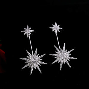 18k White Gold Plated Crystal Post Drop Earrings
