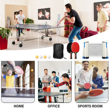 Load image into Gallery viewer, Portable Retractable Tennis Net Set 2 Ping Pong Paddles 4 Balls