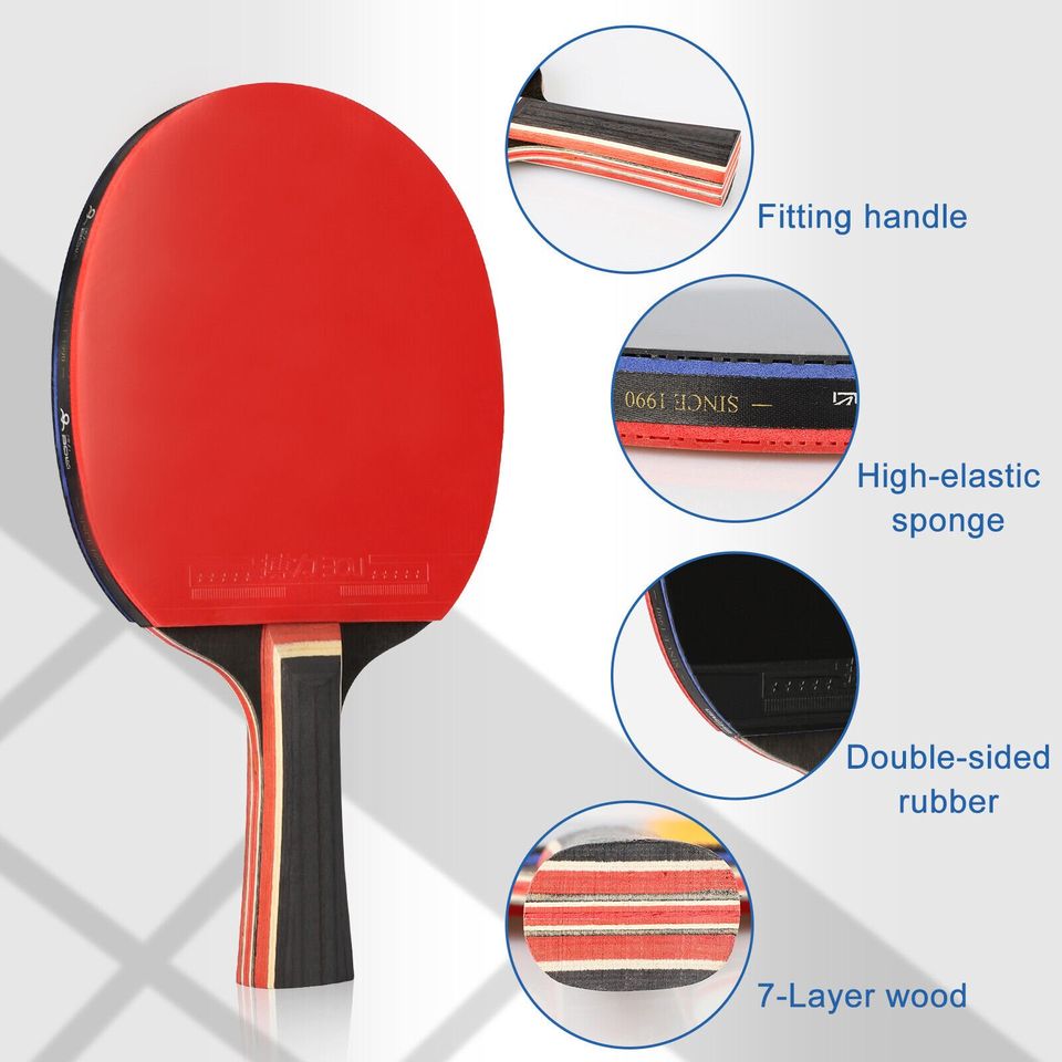 Portable Retractable Tennis Net Set 2 Ping Pong Paddles 4 Balls