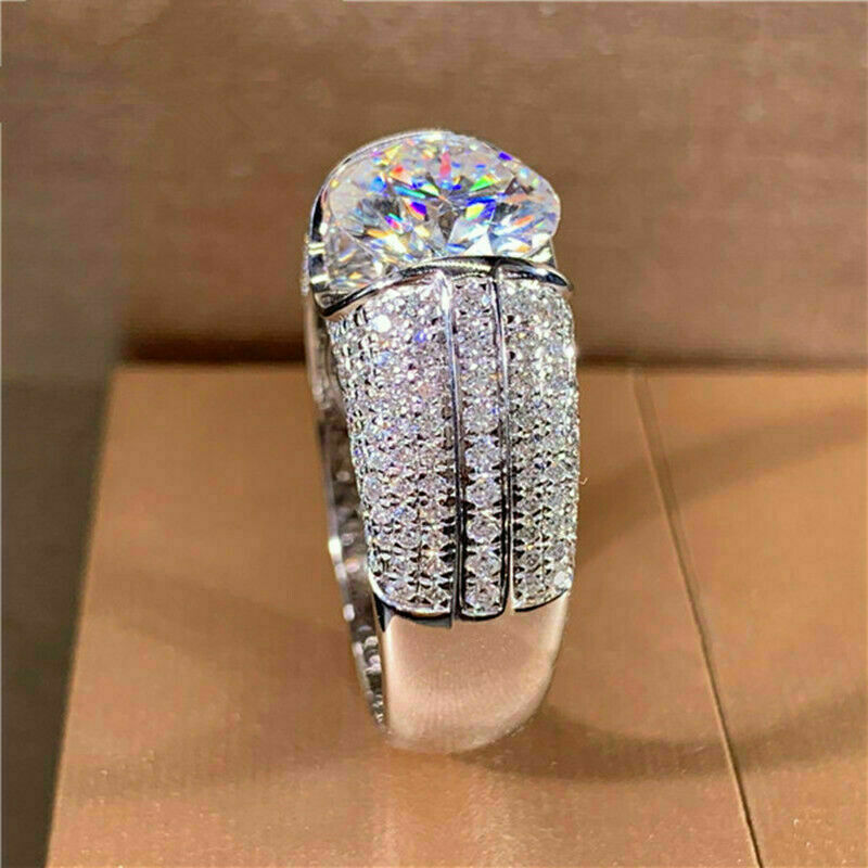 Fashion 925 Silver Rings for Women White Sapphire Jewelry Gift Size 6-10