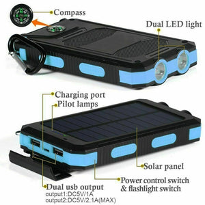 Waterproof Solar Power Bank phone charger HIGH CAPACITY charger